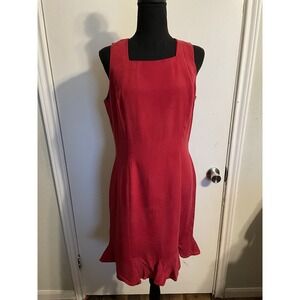 August Silk Women's Red Sleeveless 100% Silk Dress‎ Size 10